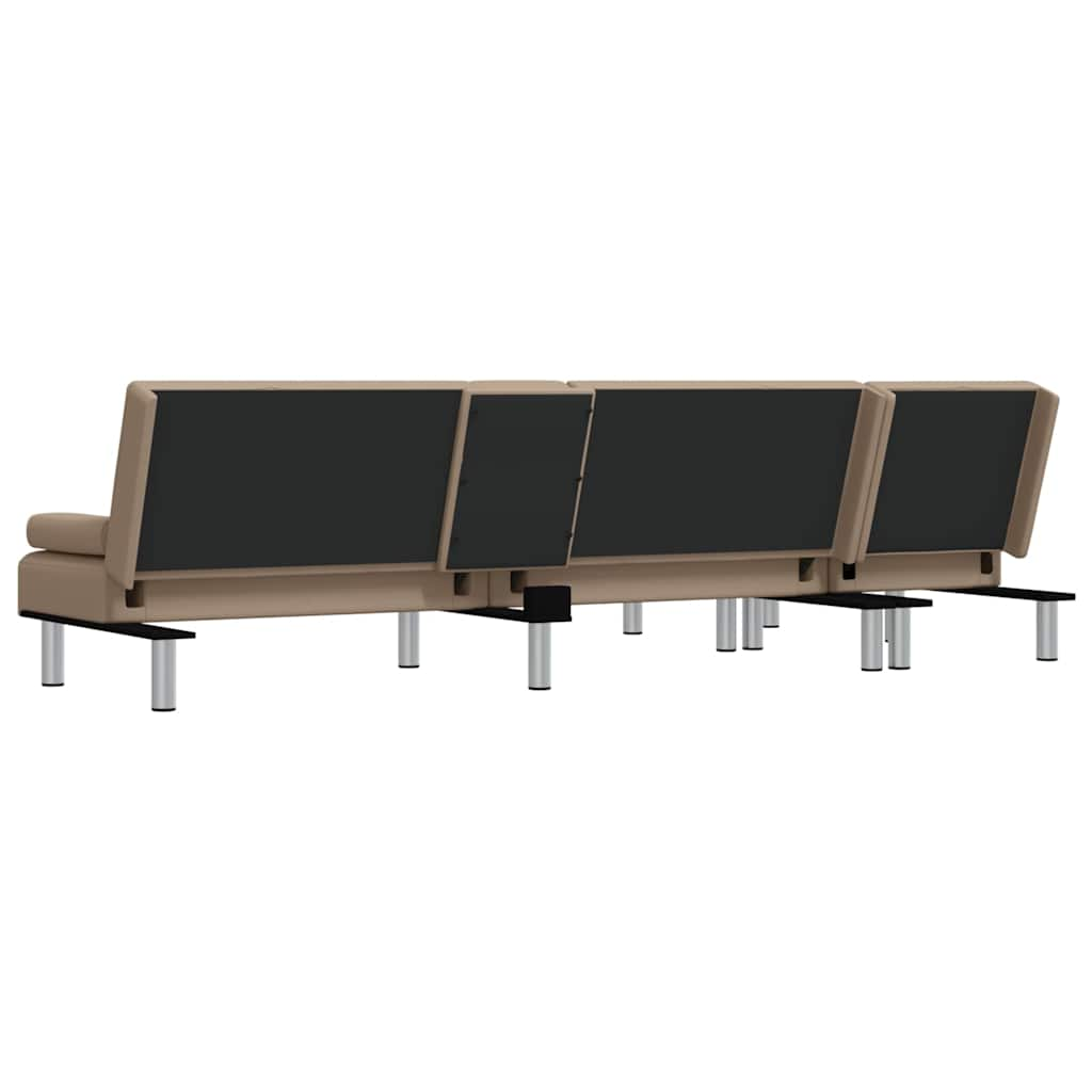 L-formet sovesofa 255x140x70 cm kunstlæder cappuccinofarvet