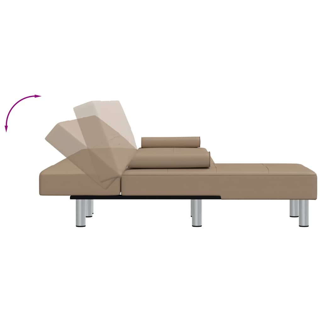 L-formet sovesofa 255x140x70 cm kunstlæder cappuccinofarvet