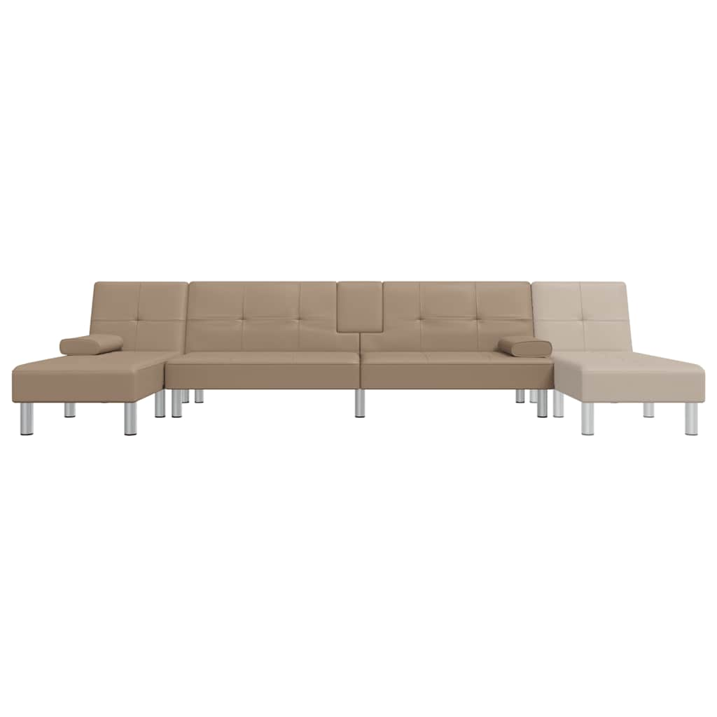 L-formet sovesofa 255x140x70 cm kunstlæder cappuccinofarvet