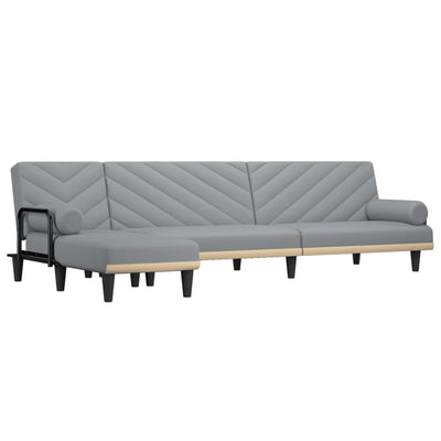 L-formet sovesofa 260x140x70 cm stof lysegrå