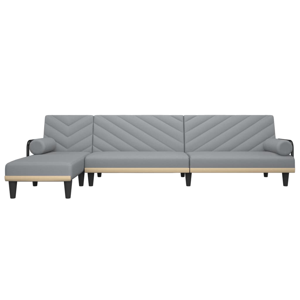 L-formet sovesofa 260x140x70 cm stof lysegrå