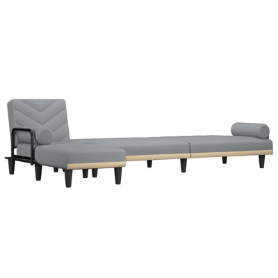 L-formet sovesofa 260x140x70 cm stof lysegrå