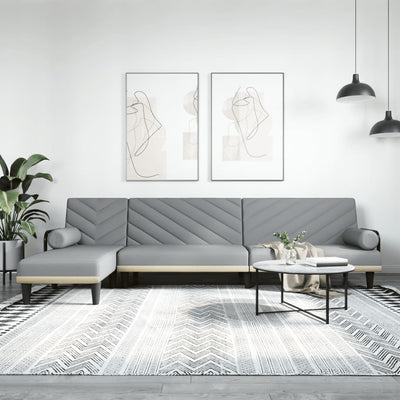 L-formet sovesofa 260x140x70 cm stof lysegrå