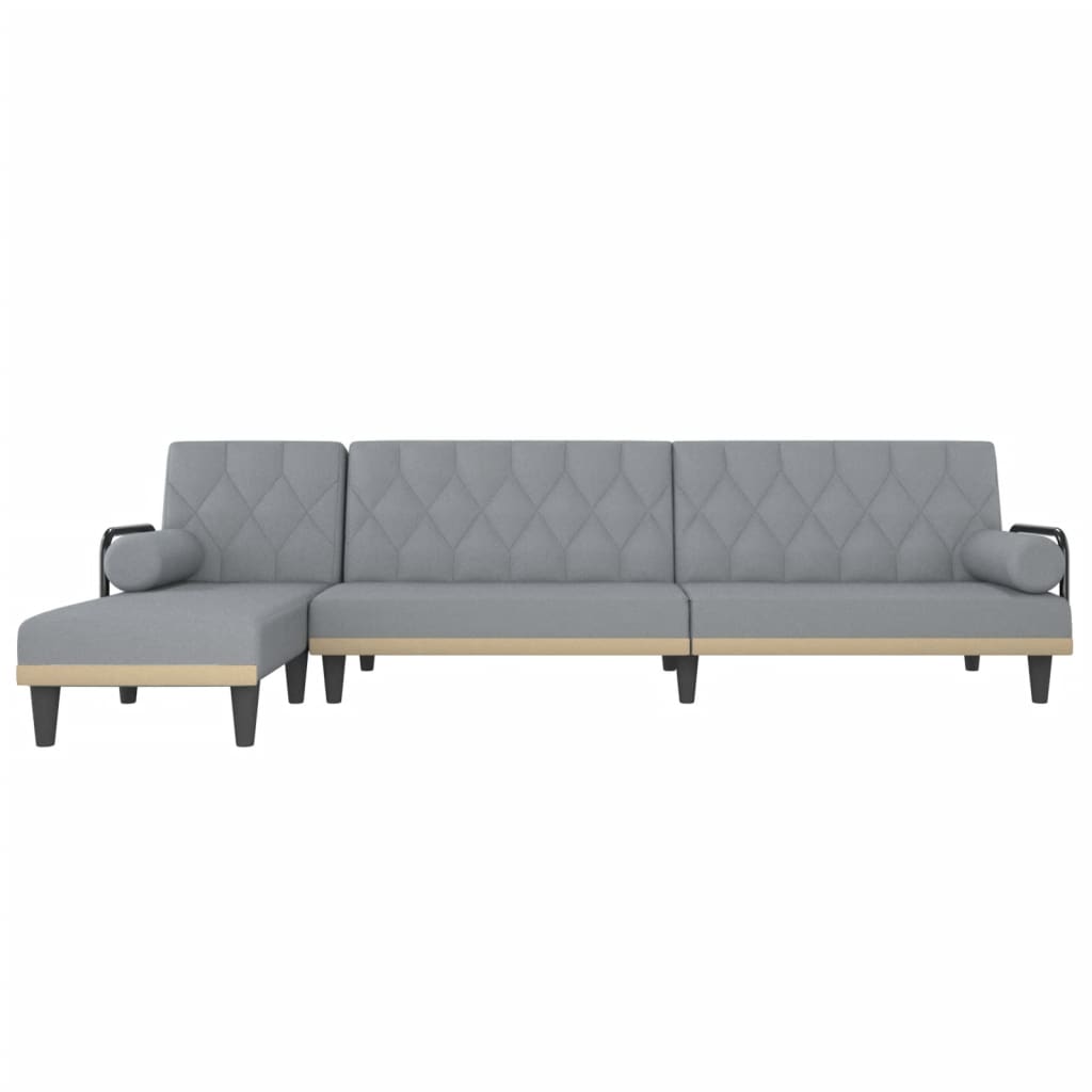 L-formet sovesofa 260x140x70 cm stof lysegrå