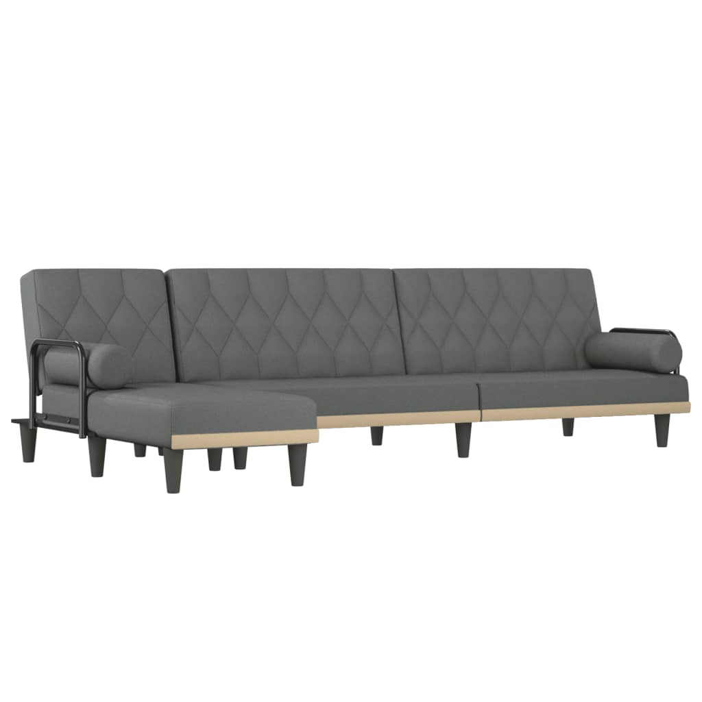 L-formet sovesofa 260x140x70 cm stof mørkegrå