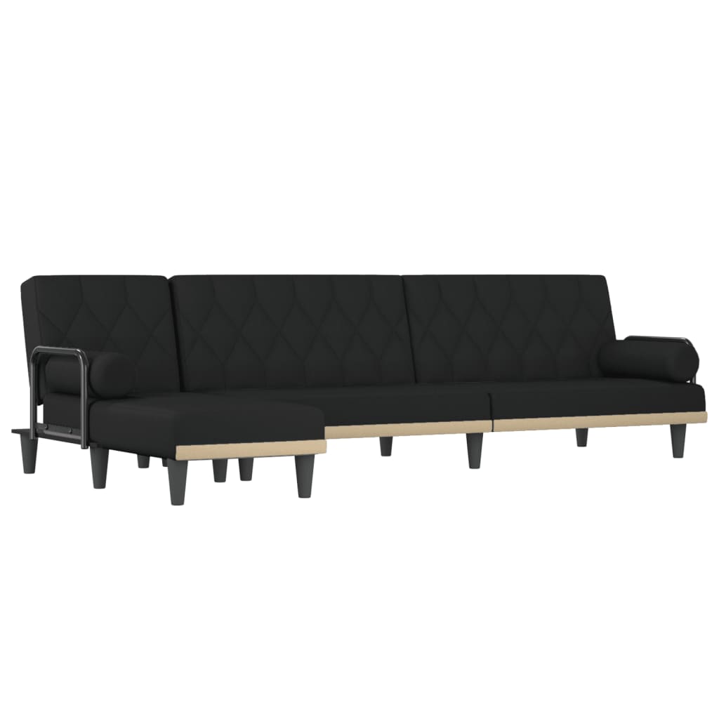 L-formet sovesofa 260x140x70 cm stof sort