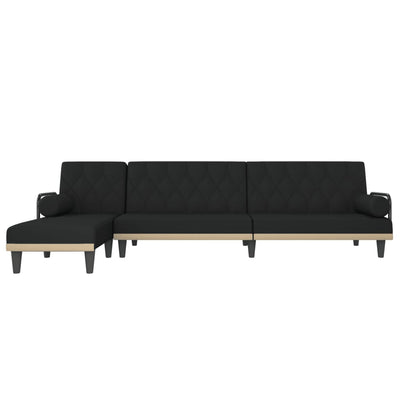 L-formet sovesofa 260x140x70 cm stof sort