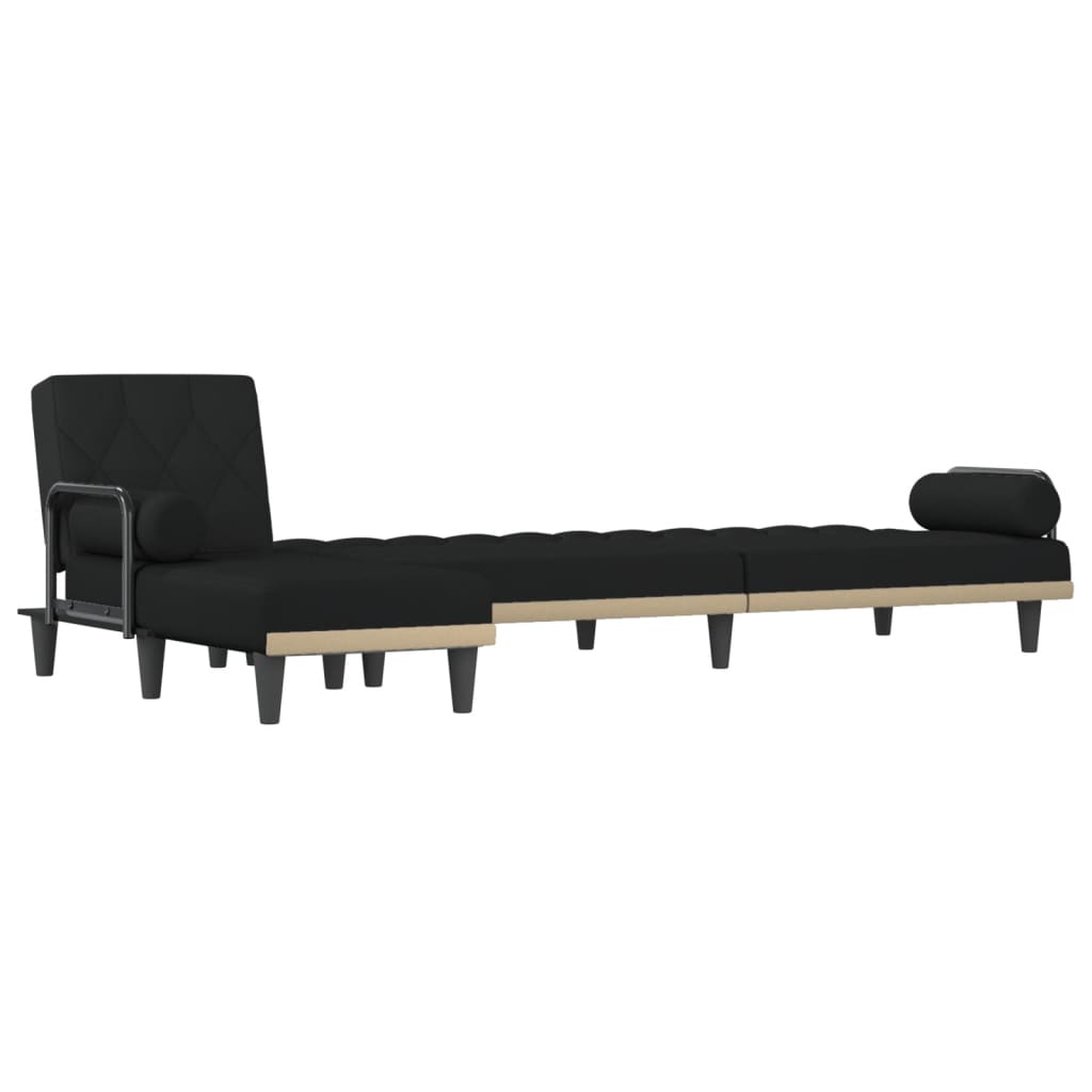 L-formet sovesofa 260x140x70 cm stof sort