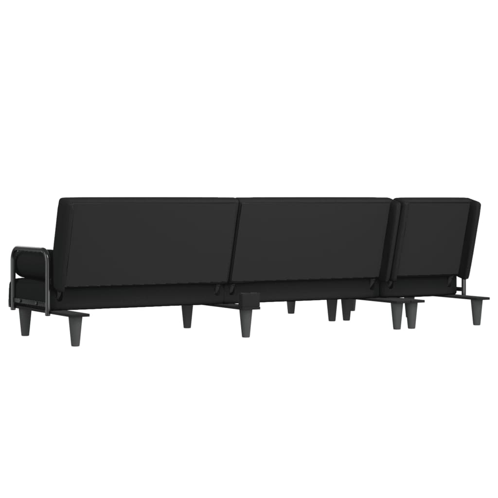 L-formet sovesofa 260x140x70 cm stof sort