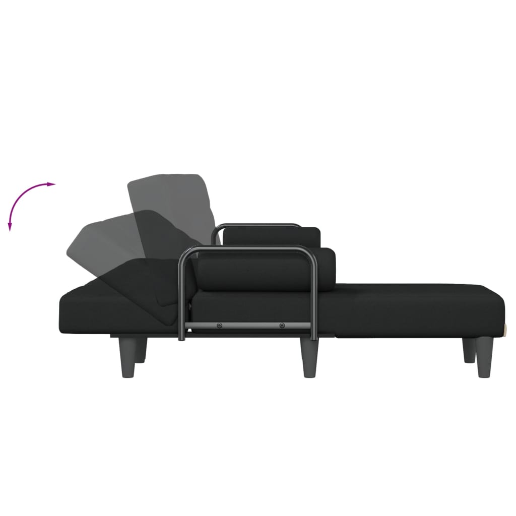 L-formet sovesofa 260x140x70 cm stof sort