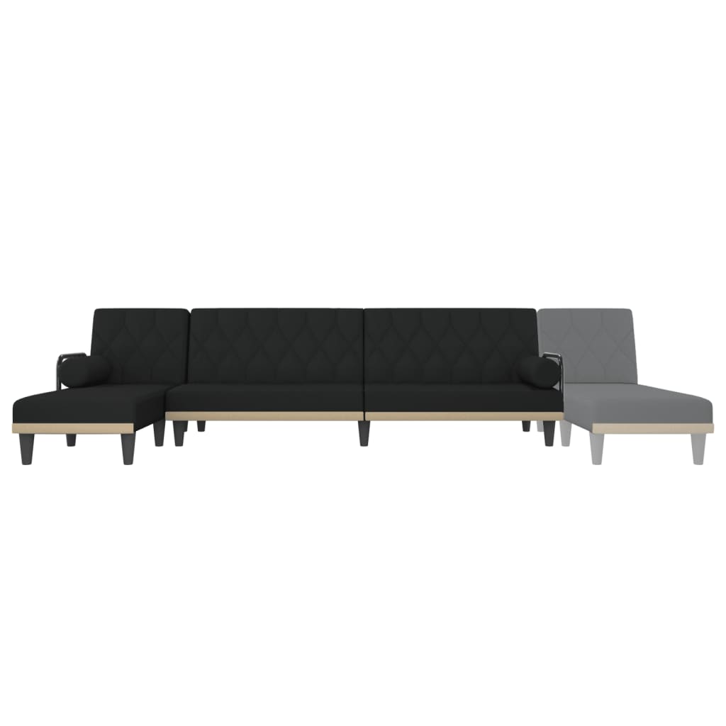 L-formet sovesofa 260x140x70 cm stof sort