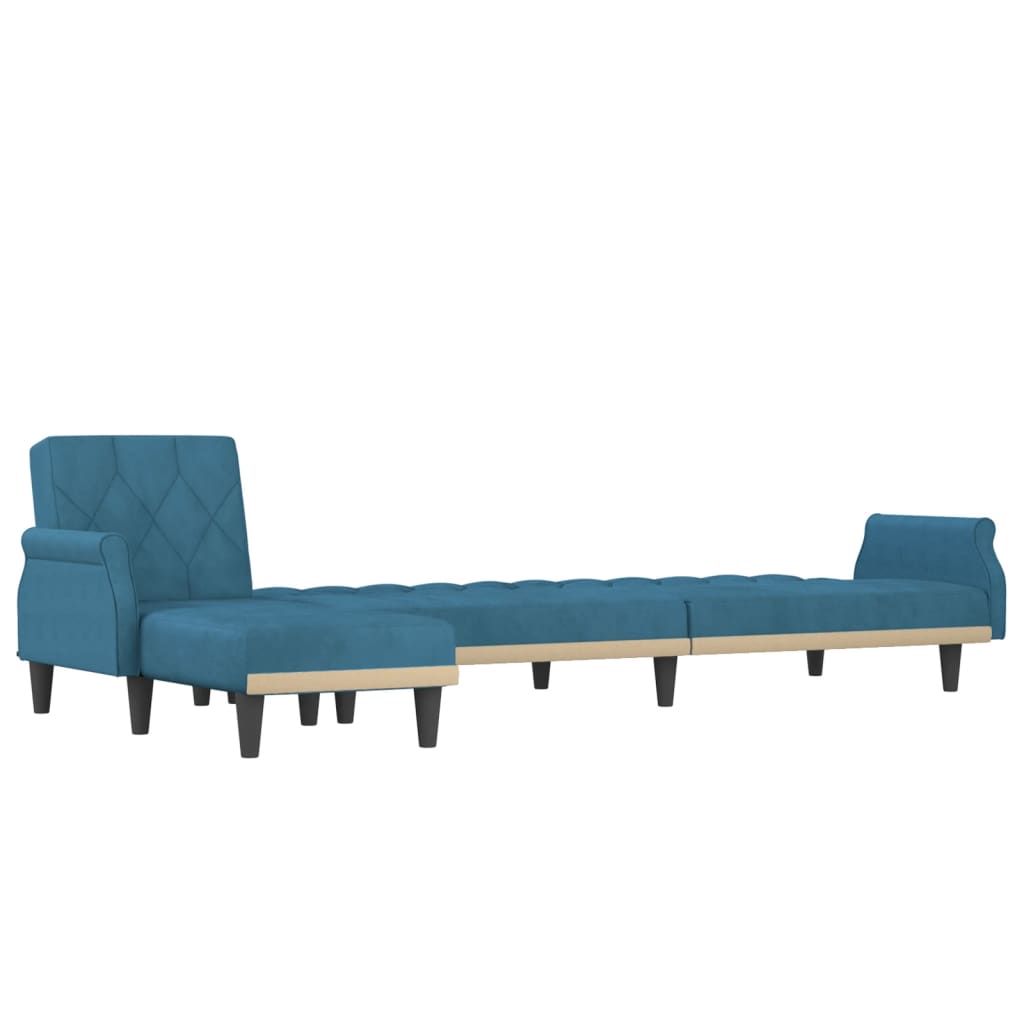 L-formet sovesofa 271x140x70 cm velour blå