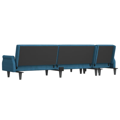 L-formet sovesofa 271x140x70 cm velour blå