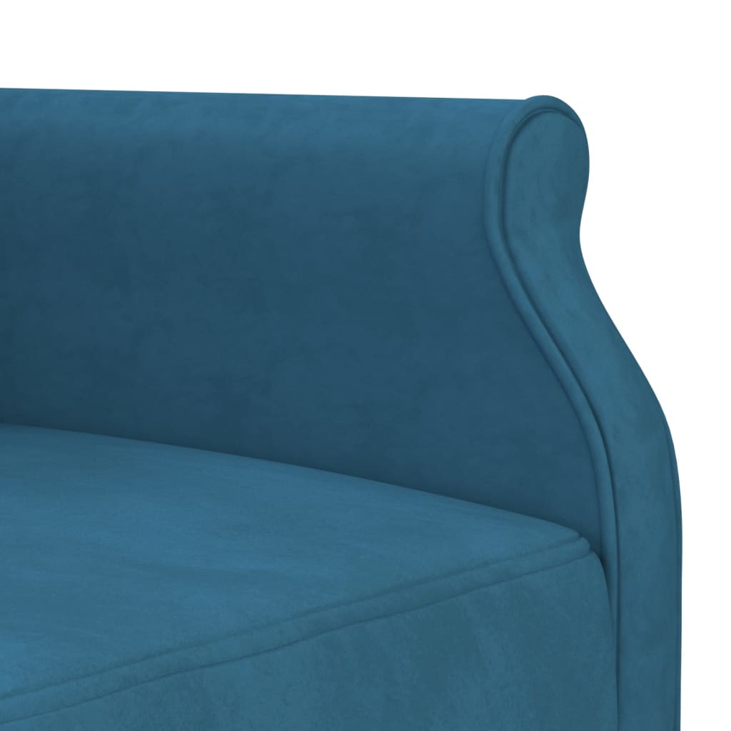 L-formet sovesofa 271x140x70 cm velour blå