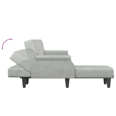 L-formet sovesofa 271x140x70 cm velour lysegrå