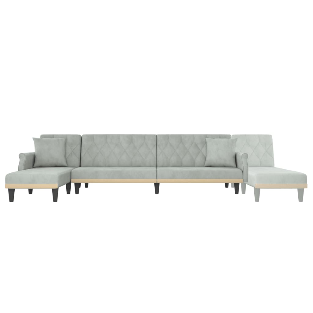 L-formet sovesofa 271x140x70 cm velour lysegrå