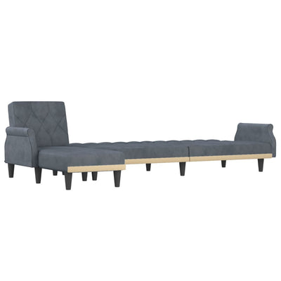 L-formet sovesofa 271x140x70 cm velour mørkegrå