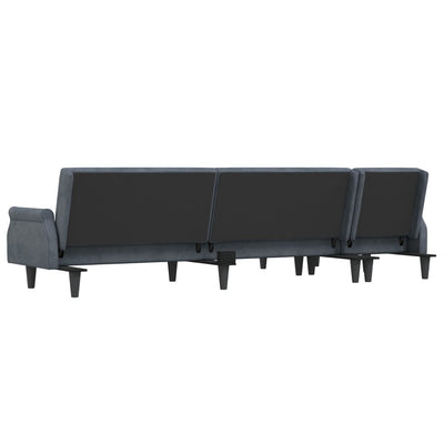 L-formet sovesofa 271x140x70 cm velour mørkegrå