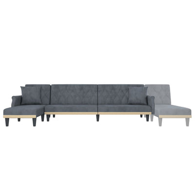 L-formet sovesofa 271x140x70 cm velour mørkegrå