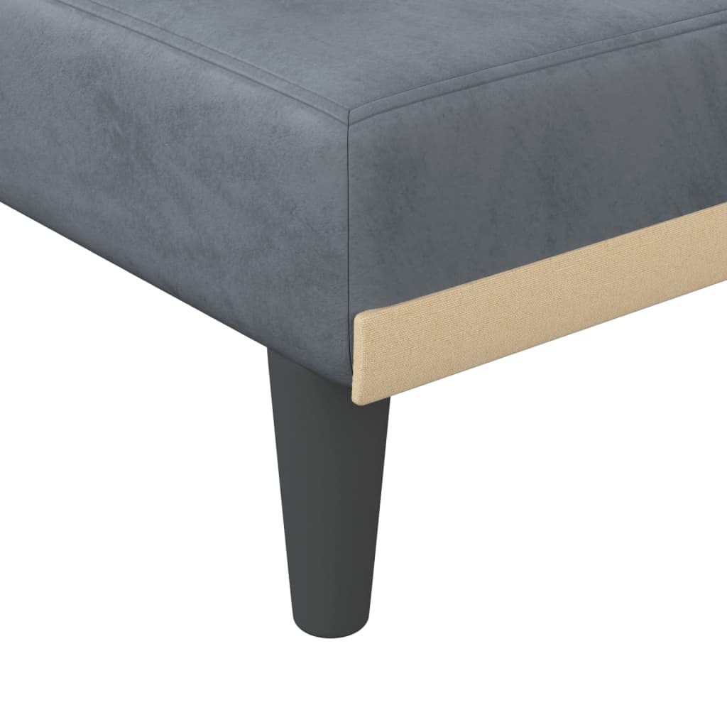 L-formet sovesofa 271x140x70 cm velour mørkegrå