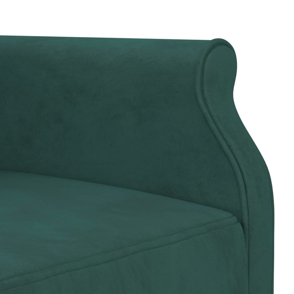 L-formet sovesofa 271x140x70 cm velour mørkegrøn