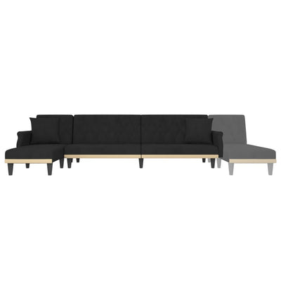 L-formet sovesofa 271x140x70 cm velour sort