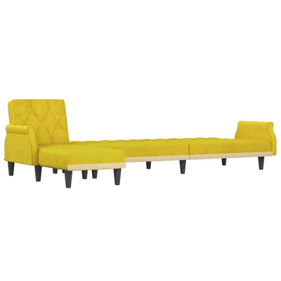 L-formet sovesofa 271x140x70 cm velour gul