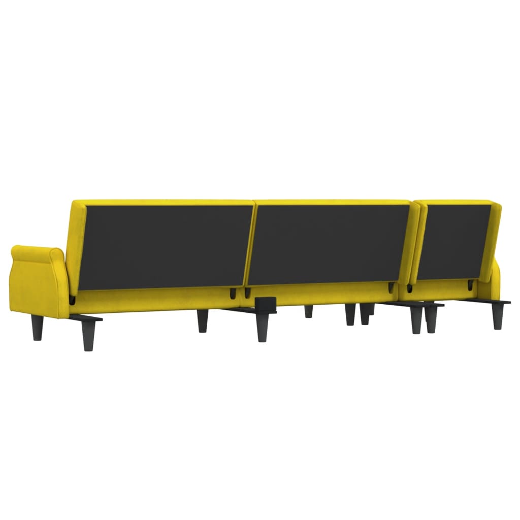 L-formet sovesofa 271x140x70 cm velour gul