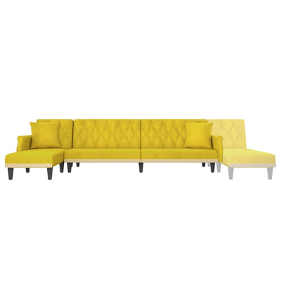 L-formet sovesofa 271x140x70 cm velour gul