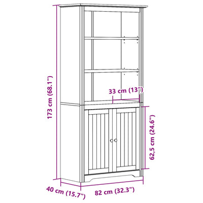 bogreol BODO 82x40x173 cm massivt fyrretræ hvid