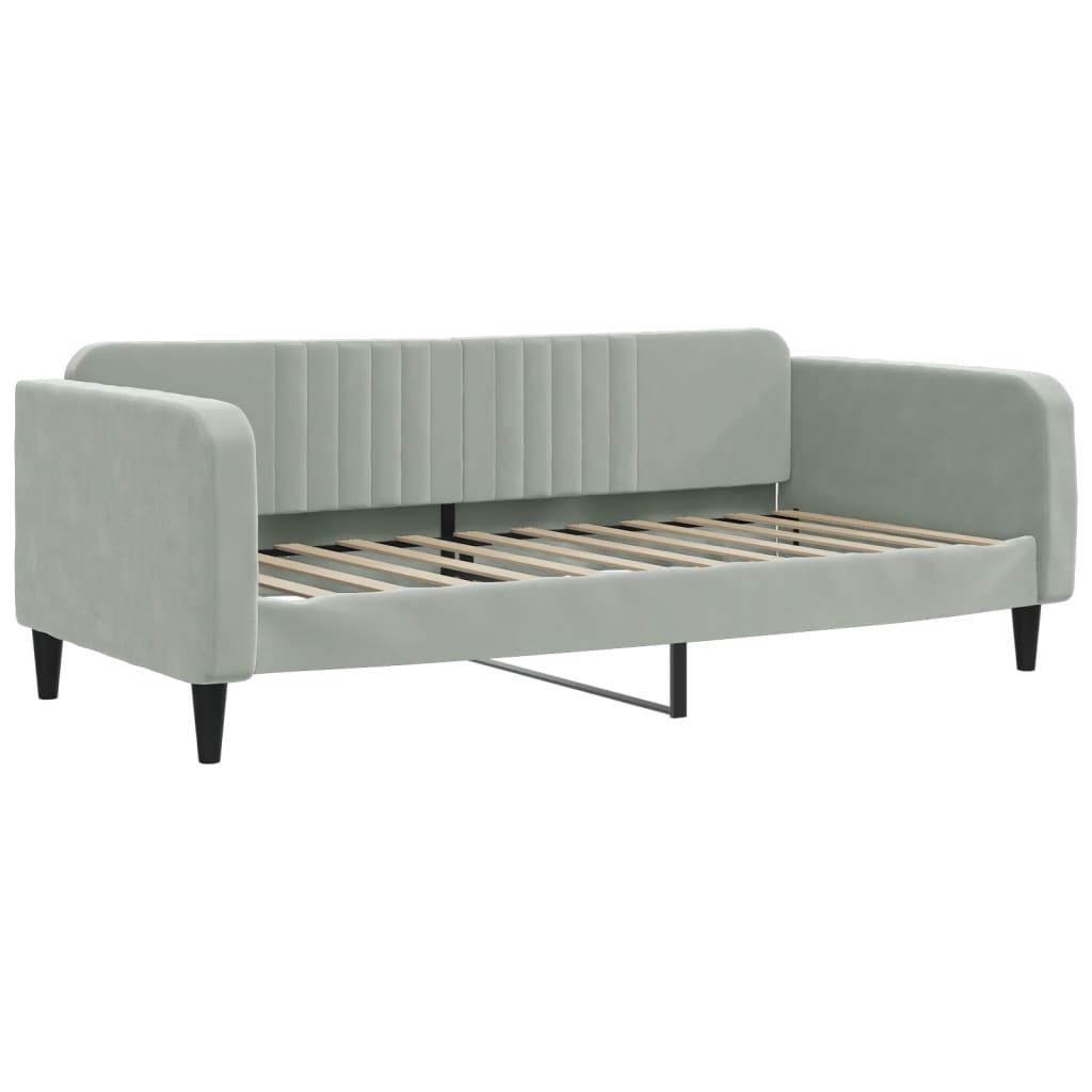 daybed 100x200 cm velour lysegrå