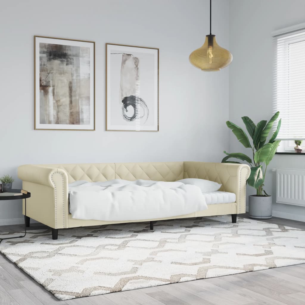 daybed 100x200 cm kunstlæder cremefarvet