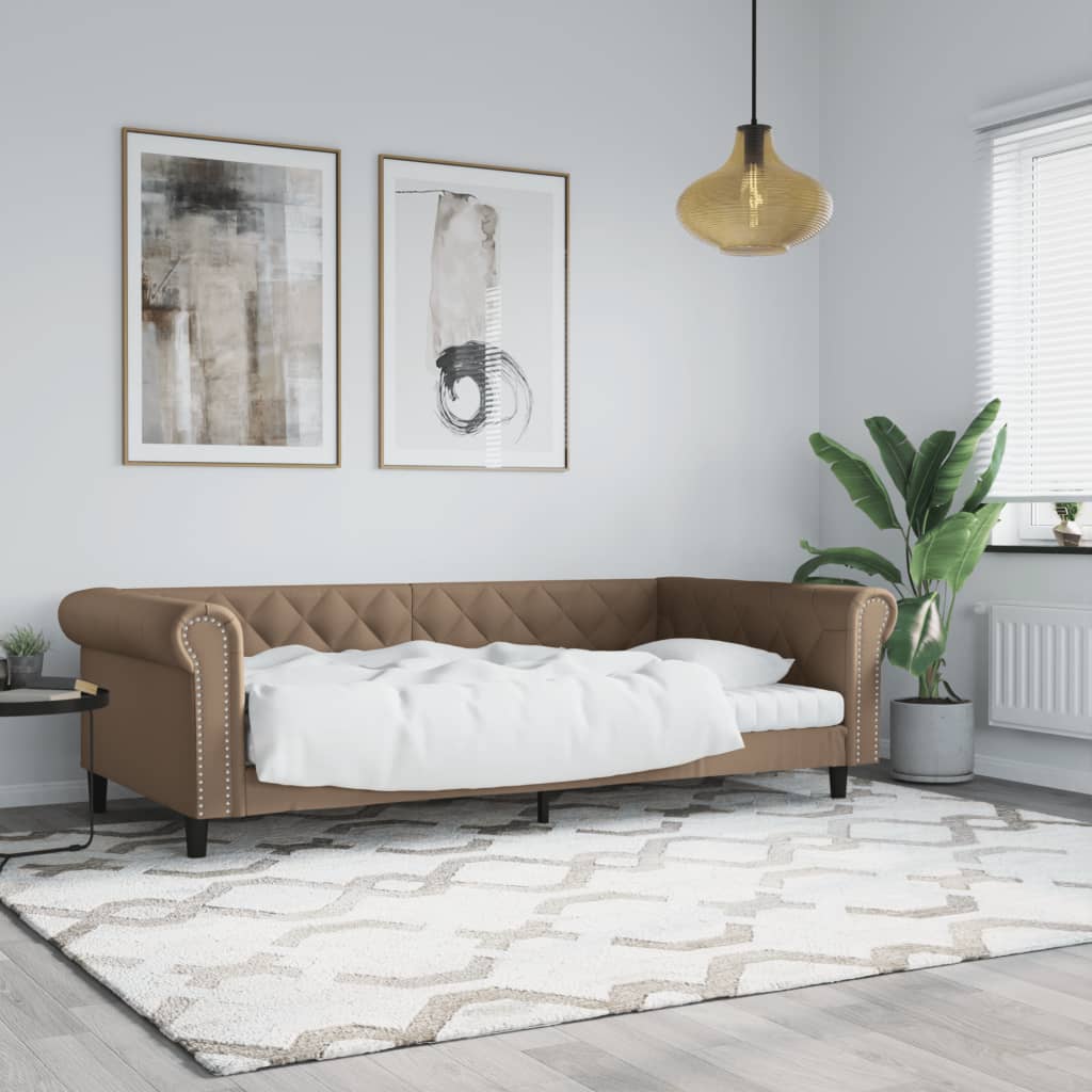 daybed 100x200 cm kunstlæder cappuccinofarvet