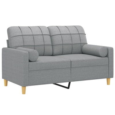 2-personers sofa med pyntepuder 120 cm stof lysegrå