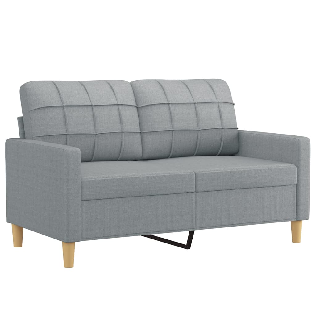 2-personers sofa med pyntepuder 120 cm stof lysegrå