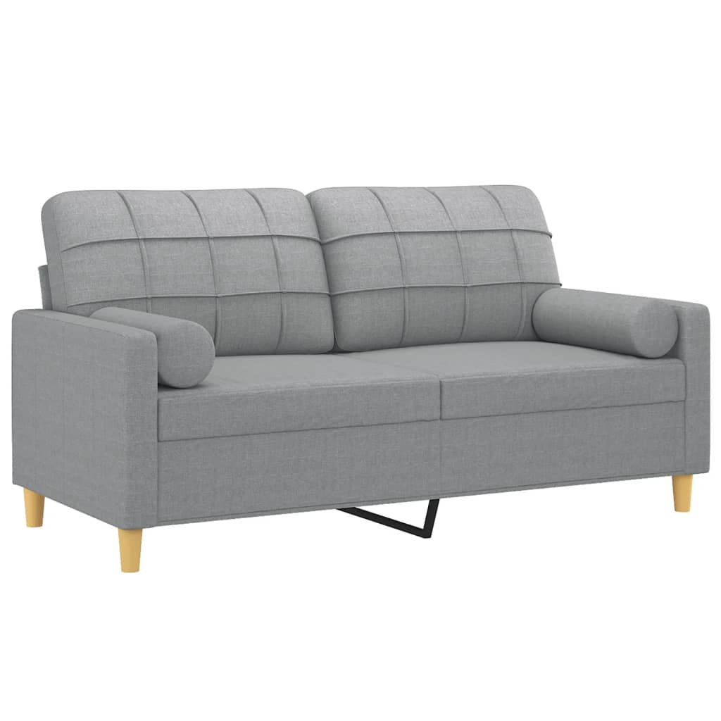 2-personers sofa med pyntepuder 140 cm stof lysegrå