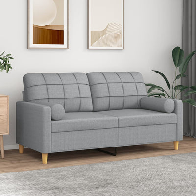 2-personers sofa med pyntepuder 140 cm stof lysegrå