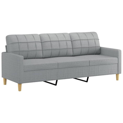 3-personers sofa med pyntepuder 180 cm stof lysegrå