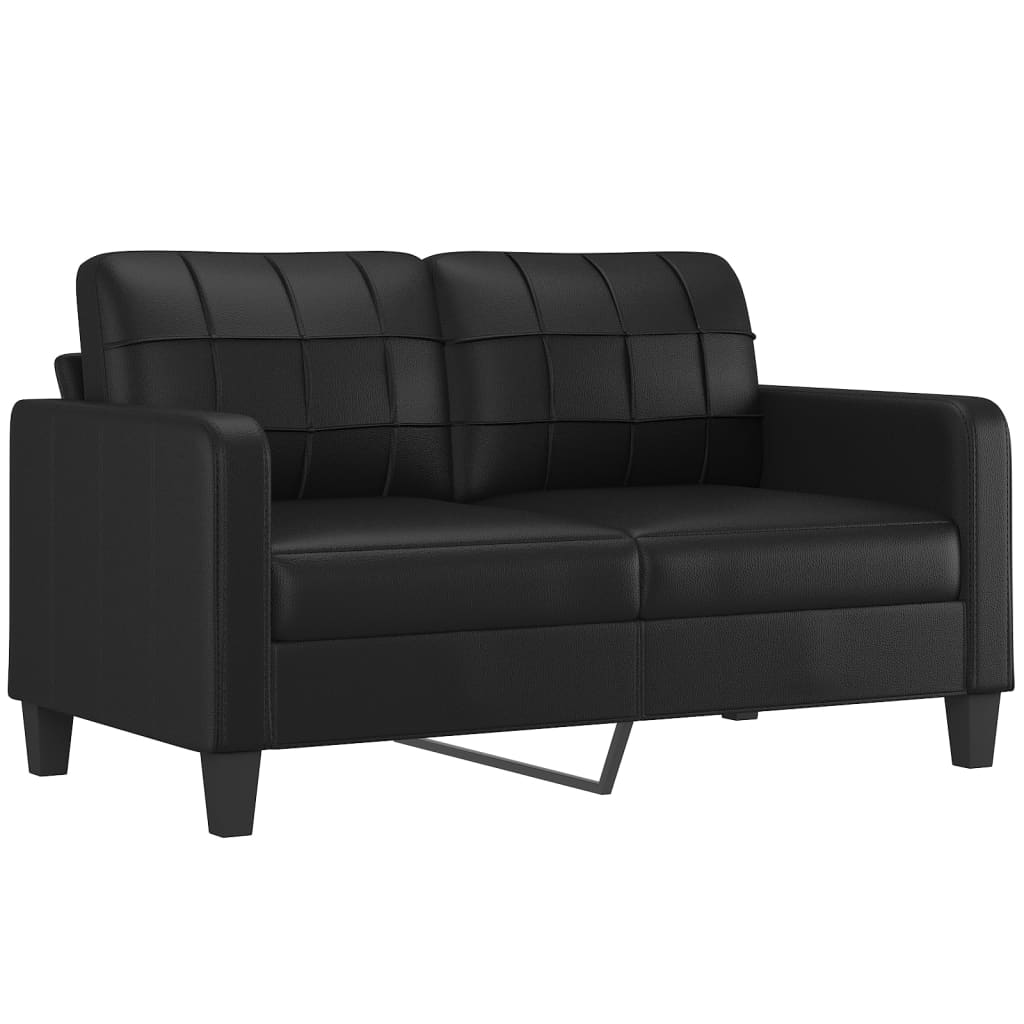 2-personers sofa med pyntepuder 140 cm kunstlæder sort