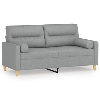 2-personers sofa med pyntepuder 140 cm stof lysegrå