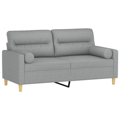 2-personers sofa med pyntepuder 140 cm stof lysegrå