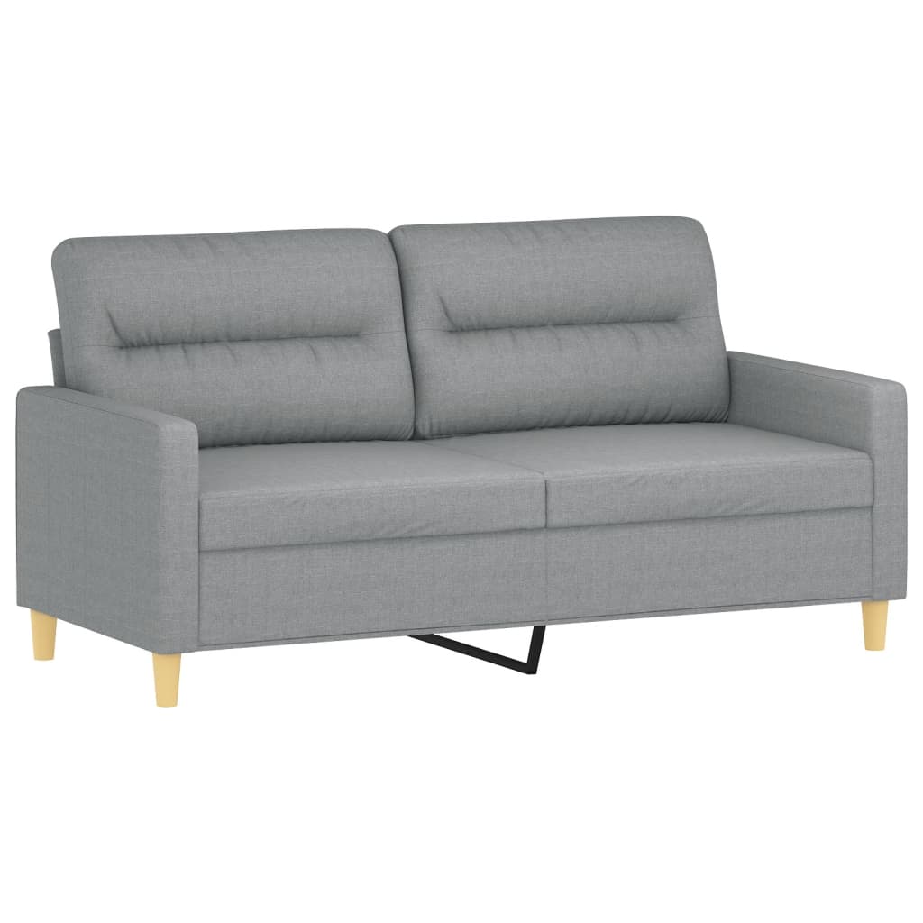 2-personers sofa med pyntepuder 140 cm stof lysegrå