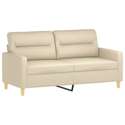 2-personers sofa med pyntepuder 140 cm stof cremefarvet