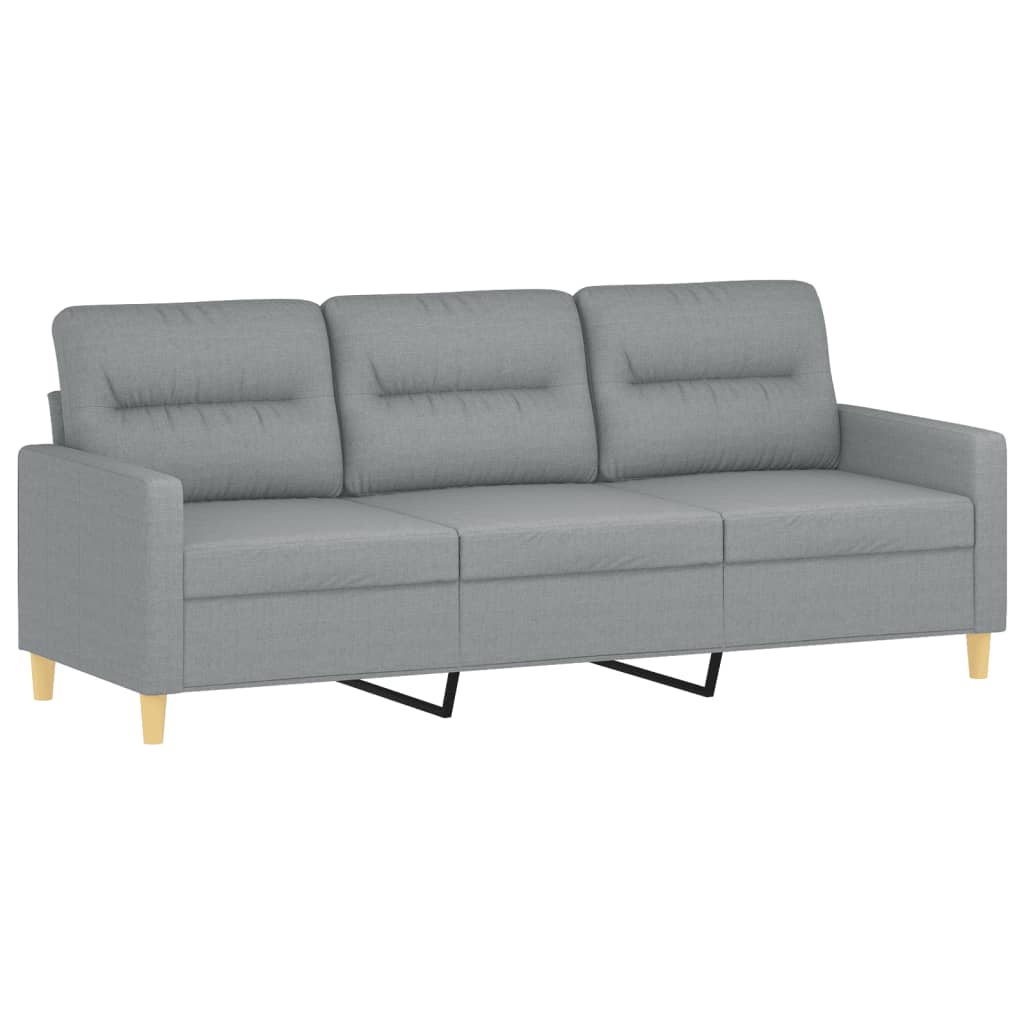 3-personers sofa med pyntepuder 180 cm stof lysegrå