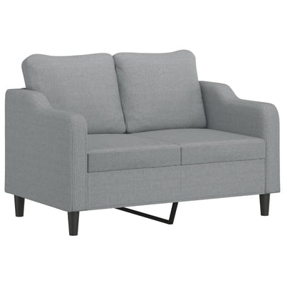 2-personers sofa med pyntepuder 120 cm stof lysegrå