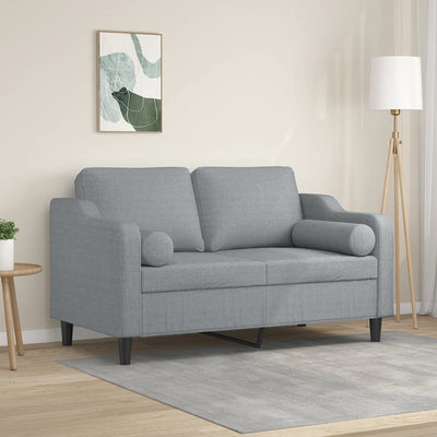 2-personers sofa med pyntepuder 120 cm stof lysegrå