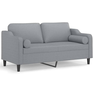 2-personers sofa med pyntepuder 140 cm stof lysegrå