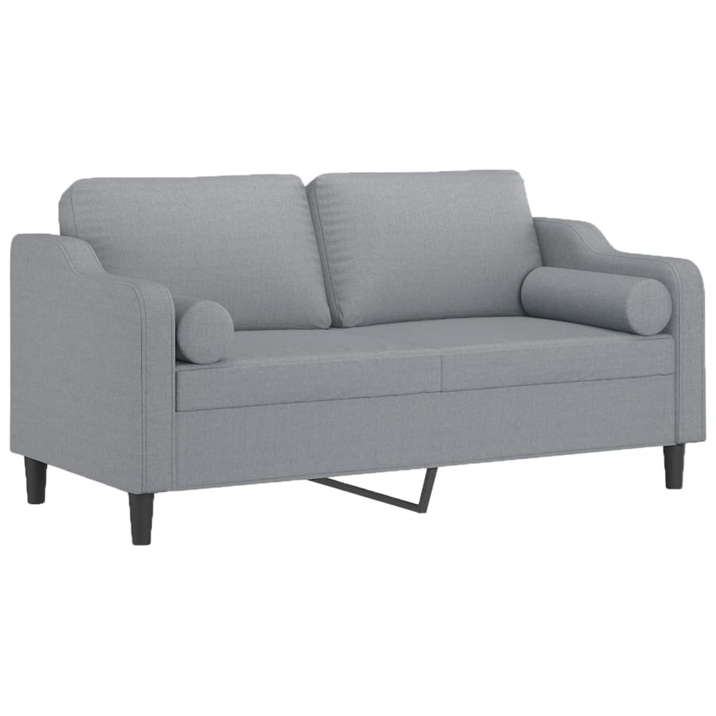 2-personers sofa med pyntepuder 140 cm stof lysegrå