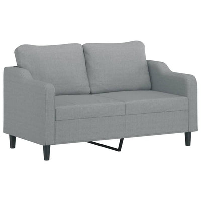 2-personers sofa med pyntepuder 140 cm stof lysegrå