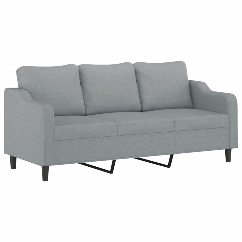 3-personers sofa med pyntepuder 180 cm stof lysegrå